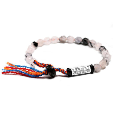 Tibetan Buddhist OM Mantra & Natural Black Tourmalinated Quartz PURIFICATION Bracelet
